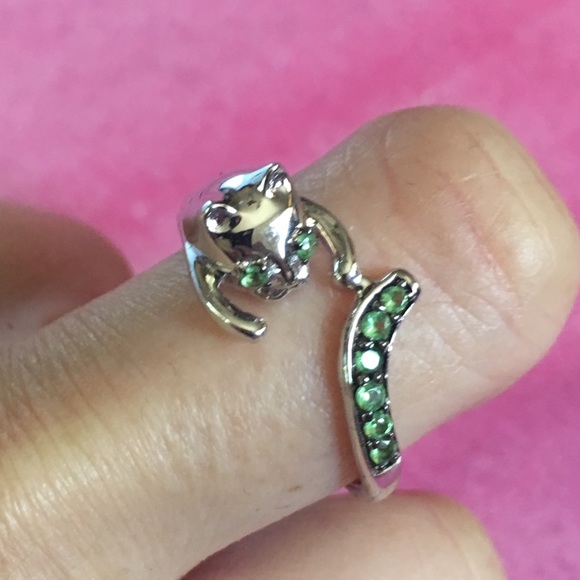 Genuine Tsavorite 925 Wraparound Cat Ring Sterling Silver Green Garnet Sz 6 or 9 - Picture 11 of 14